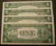 4 X $1 1935 E Fr.  1614 Silver Certificate Consecutive Star Notes Gem Small Size Notes photo 1