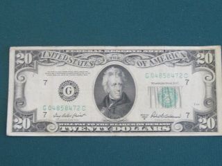 Series 1950 B Twenty Dollar Bill Serial G 04858472 C photo