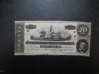1864 Twenty Dollar Confederate Note 3 (note) photo