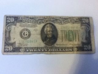 1934a Us $20 Federal Note Big G - Chicago photo