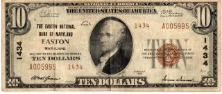 1929 $10 Easton Maryland National Currency 1434 photo