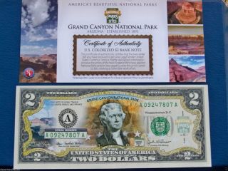 2003 Colorized Grand Canyon National Park Us Two Dollar Bill photo