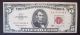 1963 $5 Dollar Red Seal Note - Very Fine More Currency Small Size Notes photo 1