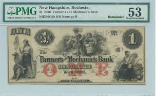 Hampshire Rochester $1 Bank Note Obsolete Currency Not Issued Pmg53 Plate B photo