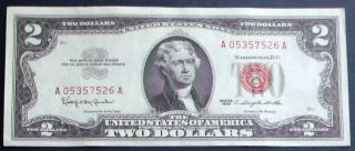 Almost Uncirculated 1963 $2 Red Seal United States Note (a05357526a) photo