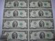 16 - 1976 Series $2.  00 Star Notes Uncirculated Uncut Sheet 4 District Small Size Notes photo 2