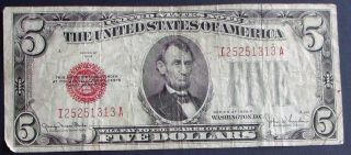 One 1928f $5 Red Seal United States Note (i25251313a) photo