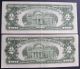 Two Consecutive 1963 $2 United States Notes Almost Uncirculated + Small Size Notes photo 1