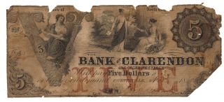 $5 Clarendon Bank Fayetteville North Carolina Red Five Old Southern Paper Money photo