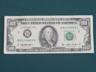 Old 1993 100 Dollar Bill In Good Shape Serial B 81240829 A photo