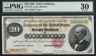 1882 $20 Gold Certificate Pcgs Very Fine 30 Note photo