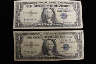 2 - 1957 Circulated Star Silver Certificates,  1957 & 1957 - A,  Star Notes Currency photo