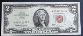 Almost Uncirculated 1963 $2 Red Seal United States Note (a02872168a) photo