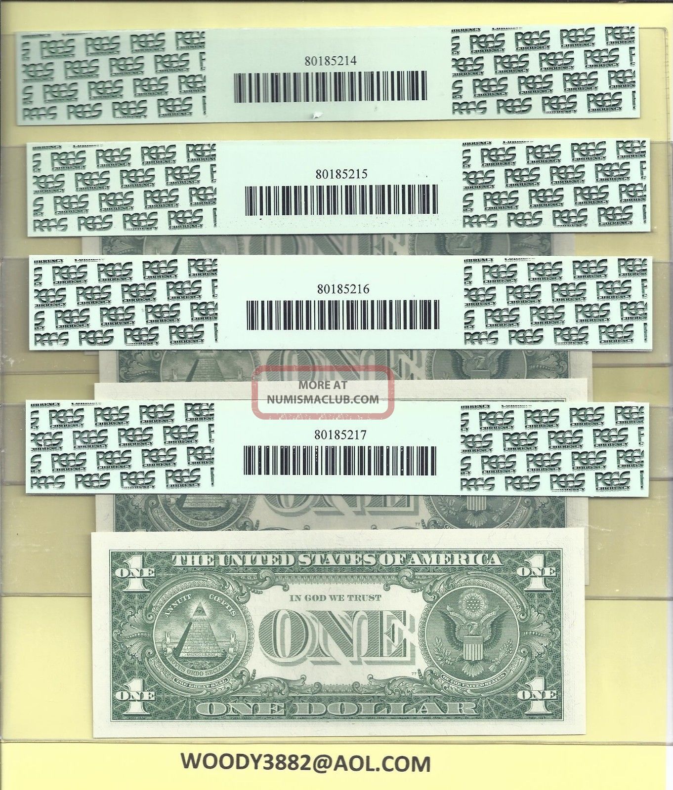 Silver Certificates 1957 Fr1619 4 Consec Pcgs Gem 67 Ppq 2612 2615