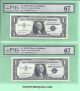 1957 - B Silver Certificate Fr - 1621 8 Consec Pmg 67 - Gem - Unc 6407 - 14 Small Size Notes photo 1