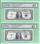 1957 - B Silver Certificate Fr - 1621 8 Consec Pmg 67 - Gem - Unc 6407 - 14 Small Size Notes photo 4