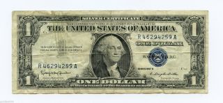1957 - B One Dollar Us Silver Certificate Note $1 Bill 1957b - Blue Seal (g) photo