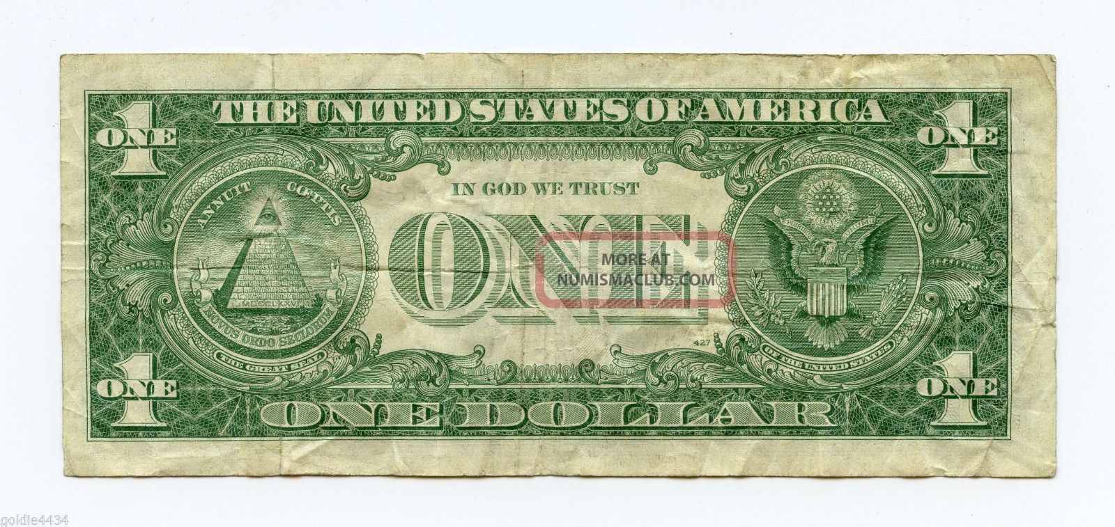 1957 B One Dollar Us Silver Certificate Note $1 Bill 1957b Blue