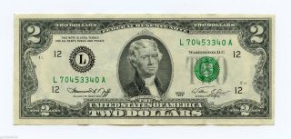 1976 Two Dollar Bill $2 Us Note Green Seal (h) photo
