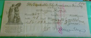 1901 Date ' 120 Broadway ' York Equitable Life Assurance Society Draft Check photo