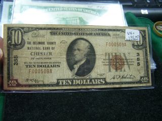 1929 $10 National Currency Chester,  Pa Low Low Serial 509 Note photo