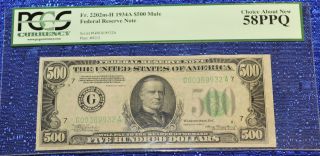 1934a $500 Mule Federal Reserve Note - Choice About Fr.  2202m - H photo
