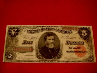1891 Legal Tender $5 General Thomas Note photo