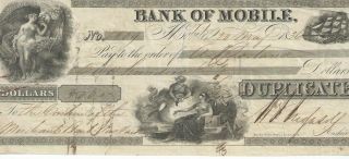 Alabama Bank Of Mobile Duplicate Check Issued 1836 $200.  00 Paid Stamp 1809 photo
