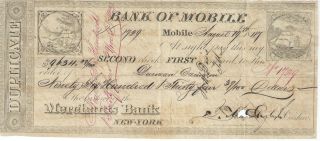 Alabama Bank Of Mobile Duplicate Check Issued 1847 $9,  634.  39 Paid Stamp 1729 photo