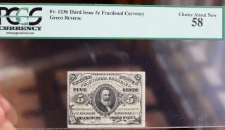 Fr.  1238 3rd Issue (1863) 5 Cents Fractional Currency Pcgs Choice About 58 photo