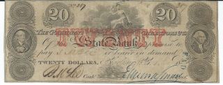 Obsolete Currency South Carolina/charleston $20 1854 Vf Issued/signed 387 photo