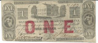 Obsolete Currency South Carolina/charleston $1 1862 Fine Cut Canceled 197 photo
