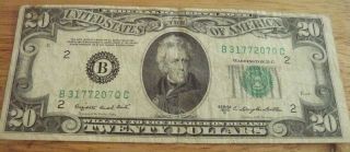 1950 C Andrew Jackson 20 Dollar Bill Federal Note Us Currency Small Twenty photo