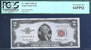 $2 Fr.  1509 1953 Star Note Pcgs 64 Ppq Very Choice photo