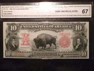1901 $10 Bison - - - Fr 114 - - - Rare Lyons And Roberts - - - Gem Uncirculated photo
