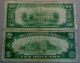1929 $10 & $20 National Brown Seal Federal Reserve Bank Philadelphia Pa.  2 Notes Paper Money: US photo 1