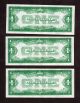3 Consecutive $1 1928 A Silver Certificates Choice Uncerculated Funnyback Loa Small Size Notes photo 2