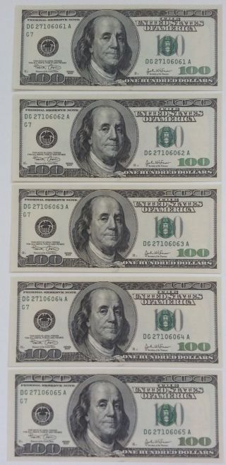 Us $100 Bills Federal Reserve Notes 5 Hundreds Us Paper Money photo
