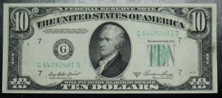 1950 A Ten Dollar Federal Reserve Note Chicago Grading Au Cu 2481d Pm6 photo