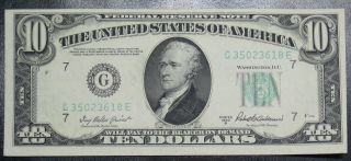1950 B Ten Dollar Federal Reserve Note Chicago Grading Au Off Center 3618e Pm5 photo