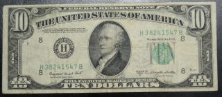 1950 C Ten Dollar Federal Reserve Note St Louis Fine 1547b Pm3 photo