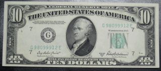 1950 B Ten Dollar Federal Reserve Note Chicago Grading Au Cu 9912e Pm5 photo
