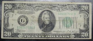 1934 B $20 Dollar Federal Reserve Note Chicago Grading Vg 7651b Pm5 photo