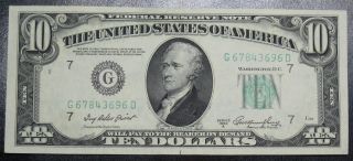 1950 A Ten Dollar Federal Reserve Note Chicago Grading Au Cu 3696d Pm5 photo