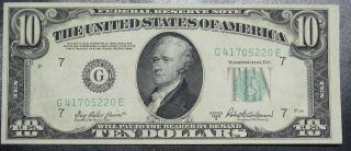 1950 B Ten Dollar Federal Reserve Note Chicago Grading Xf Au 5220e Pm5 photo