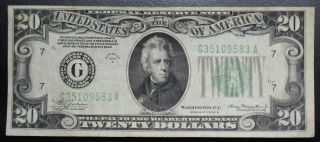 1934 A Twenty Dollar Federal Reserve Note Chicago Grading Vf 9583a Pm4 photo