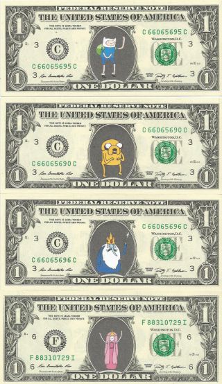 Adventure Time Collector ' S Pack {in Color} (5 Bills) - Dollar Bills - Real Money photo