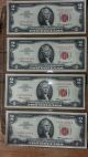 9 Consecutive 1963 $2 Red Seals Star Notes Choice Gem Small Size Notes photo 1