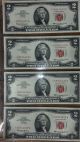 9 Consecutive 1963 $2 Red Seals Star Notes Choice Gem Small Size Notes photo 2