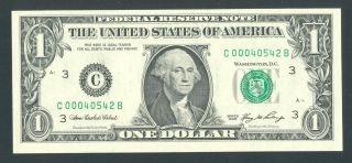 United States 1 Dollar 2006 Unc,  Philadelphia,  Low Serial Number C 00040542 B photo